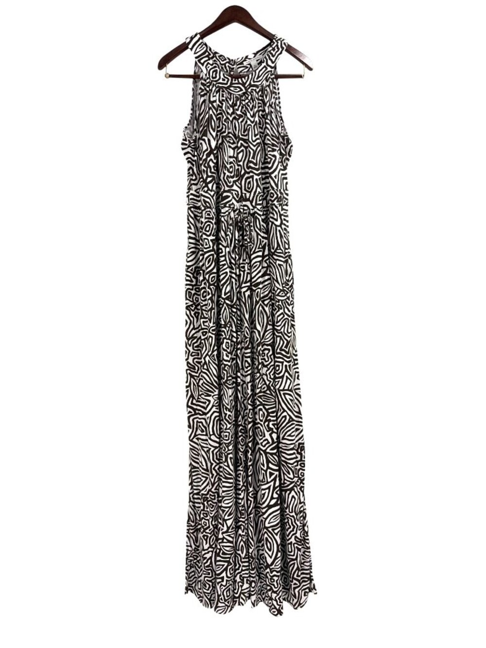 Banana Republic Womens XL Sleeveless Maxi Dress Lyocell Safari Brown White